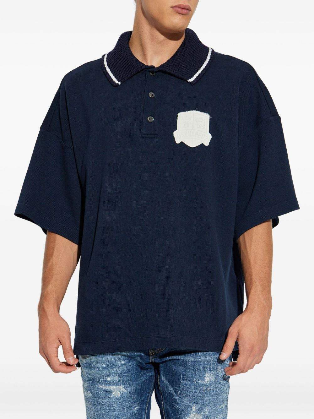 logo-patch polo shirt - 3