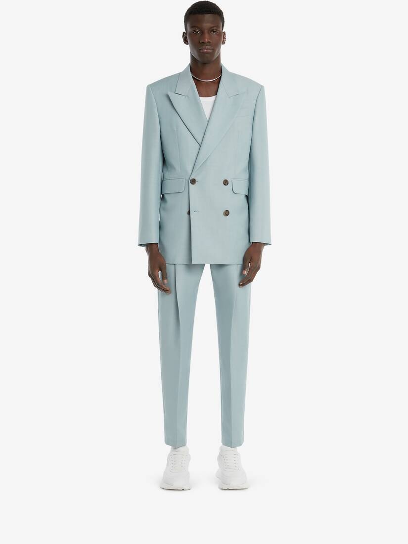 Wool Pleat Trousers in Paradise Blue - 2