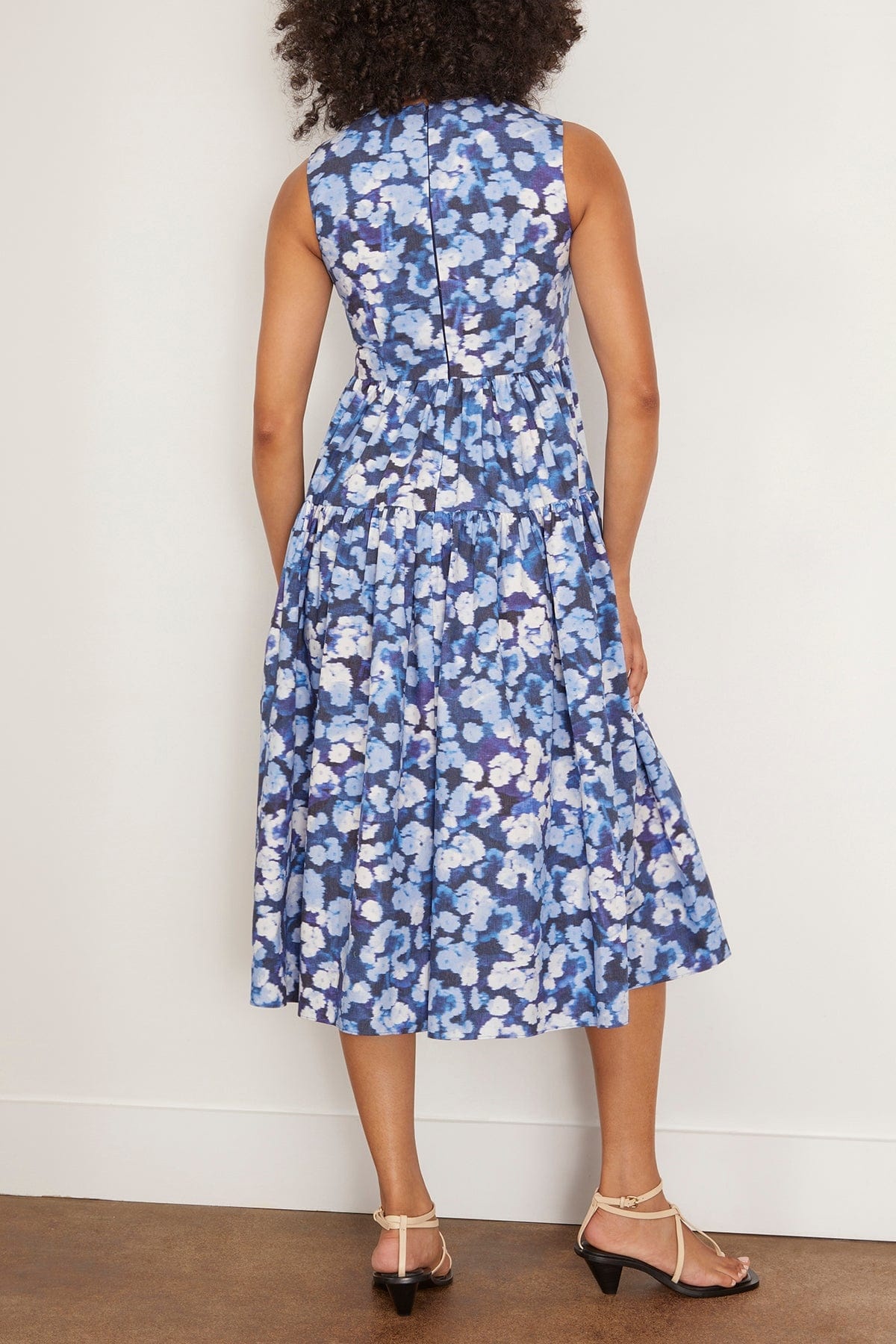 Sleeveless Full Skirt Midi Dress in Havelock Blossom Indigo - 4