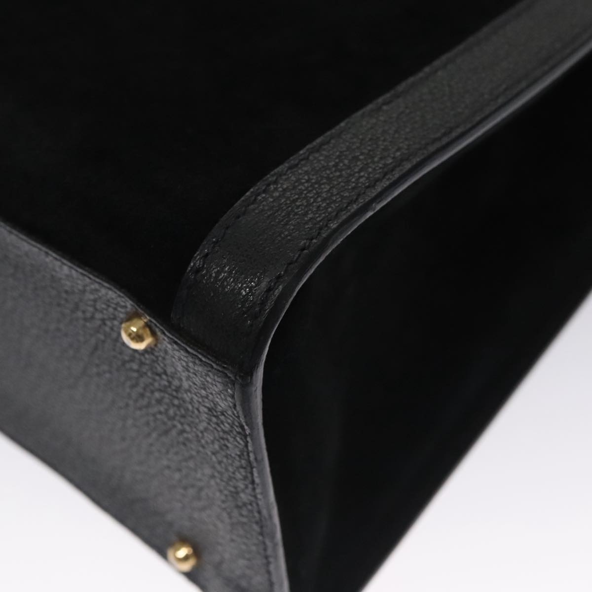 GUCCI Bamboo Hand Bag Suede Leather Black - 13