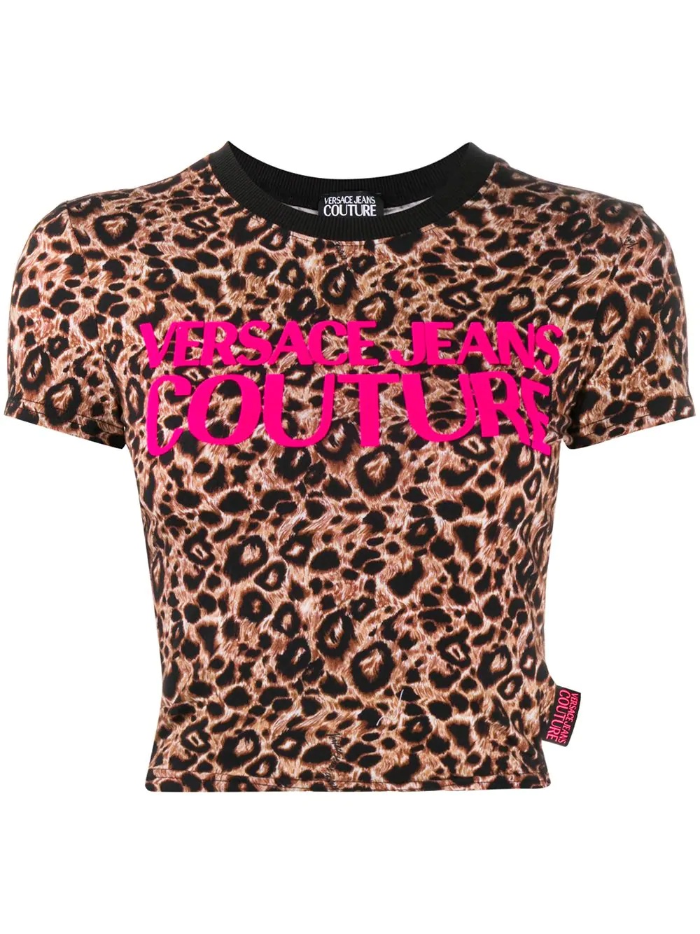 leopard logo cropped T-shirt - 1