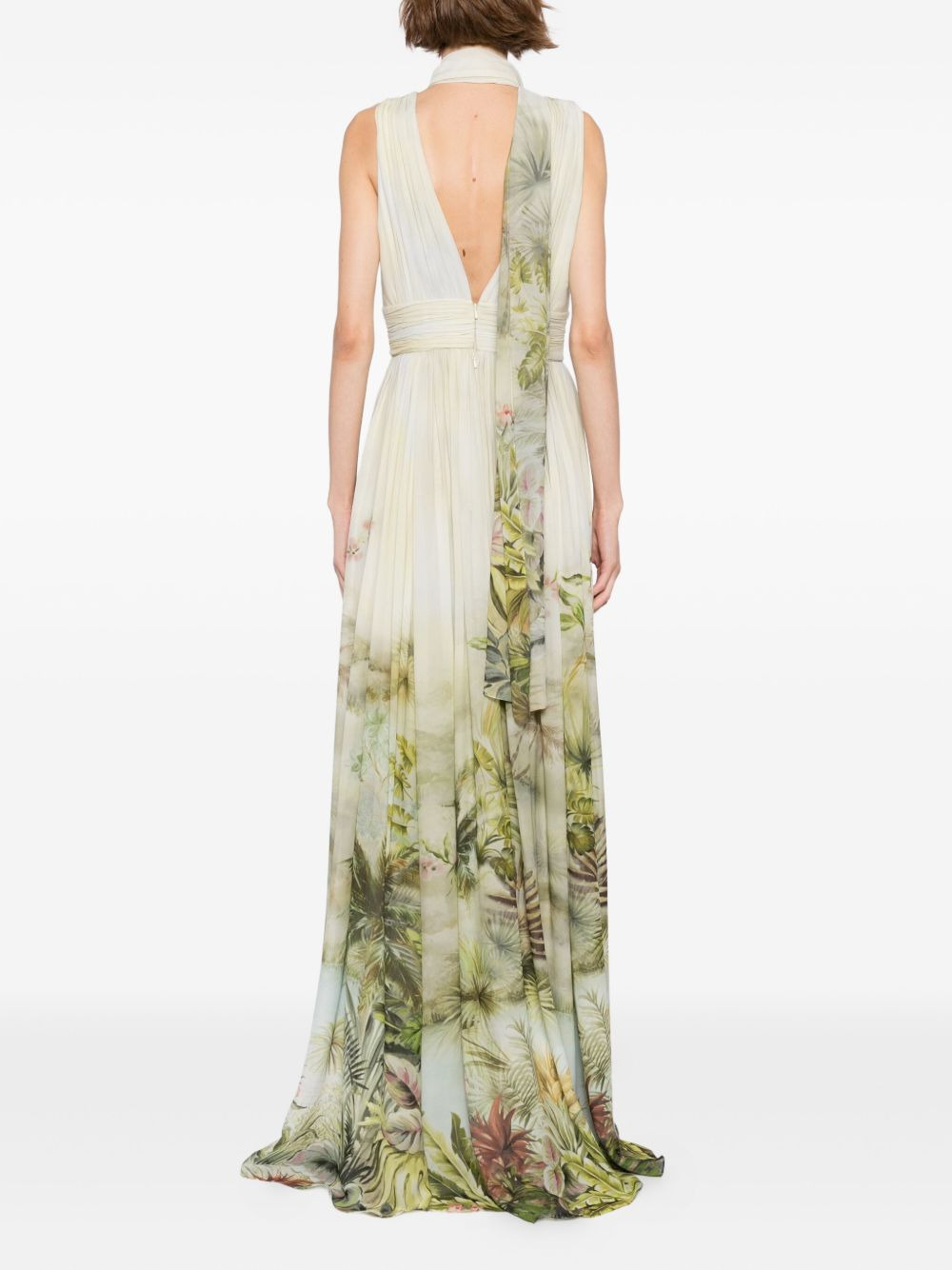 printed chiffon long dress - 4