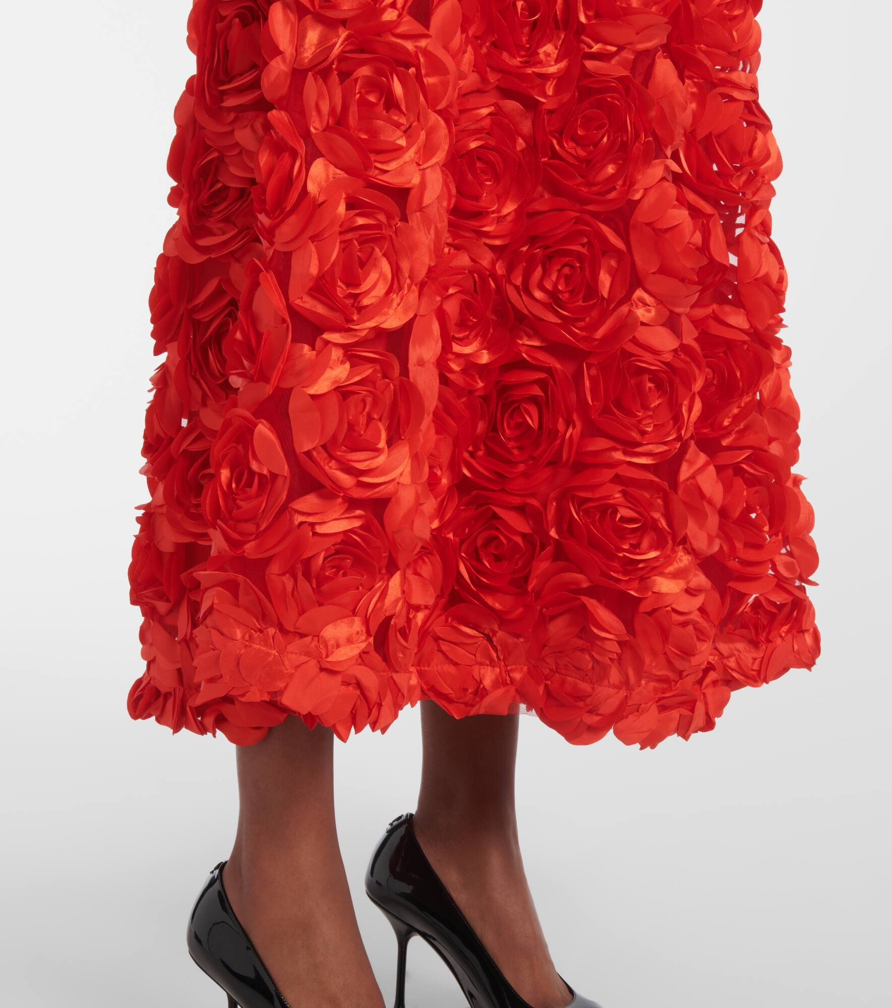 Floral-appliqué tulle midi skirt - 5