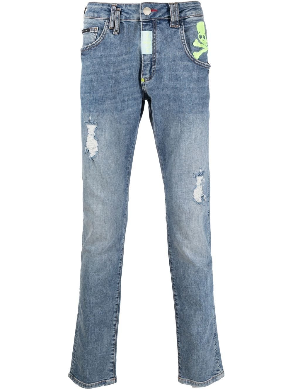 Skull low-rise straight-leg jeans - 1