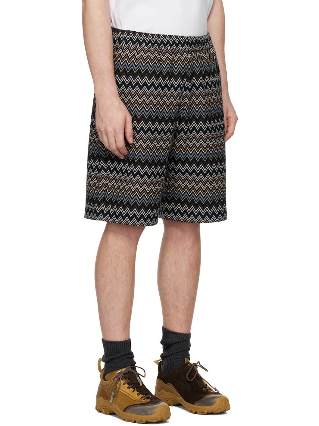 Multicolor Zig Zag Cotton Bermuda Shorts - 2