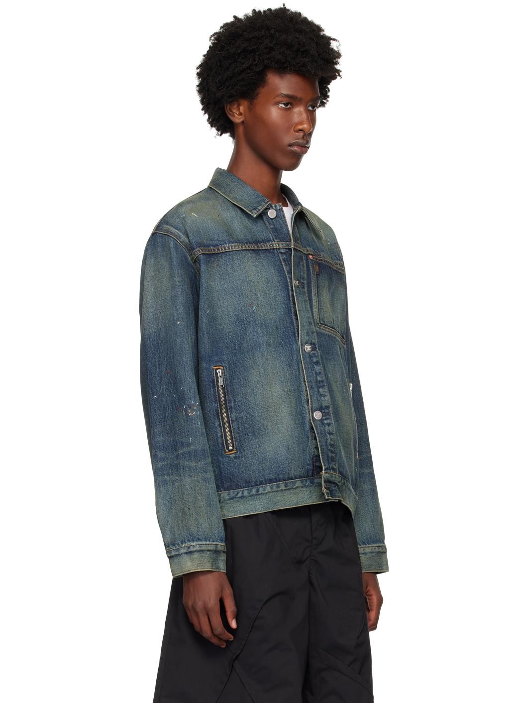 Blue Distressed Denim Jacket - 2