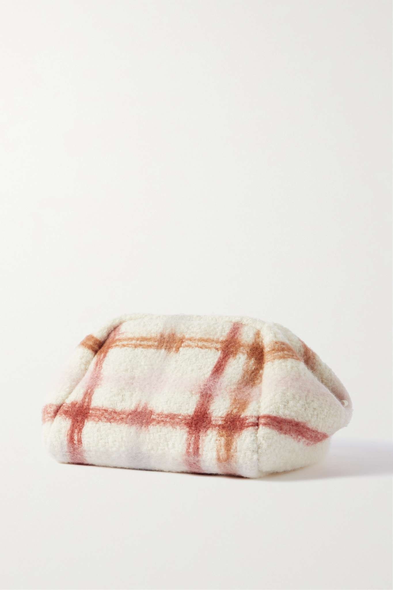 Puffy leather-trimmed checked cashmere and silk-blend pouch - 3