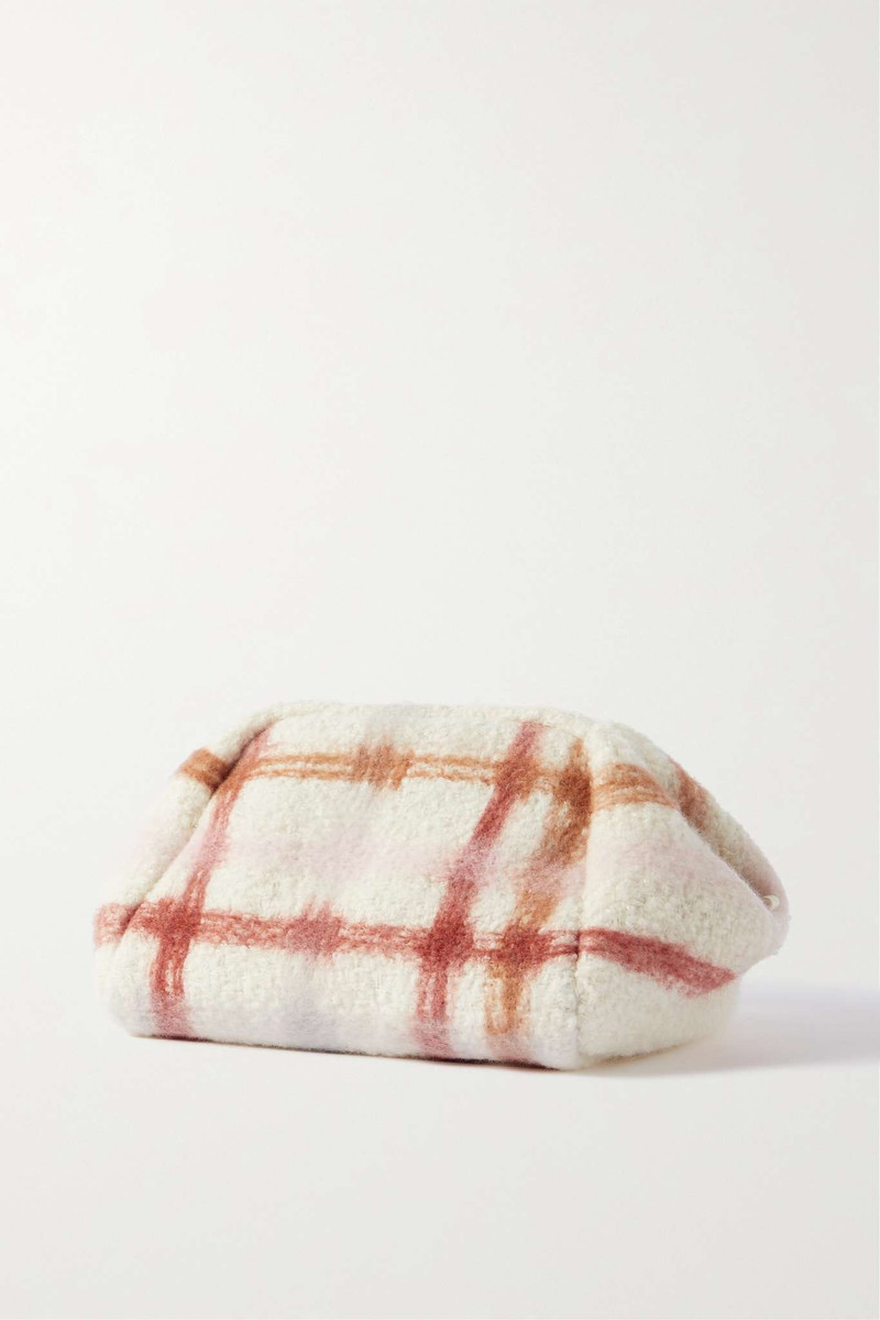 Puffy leather-trimmed checked cashmere and silk-blend pouch 3