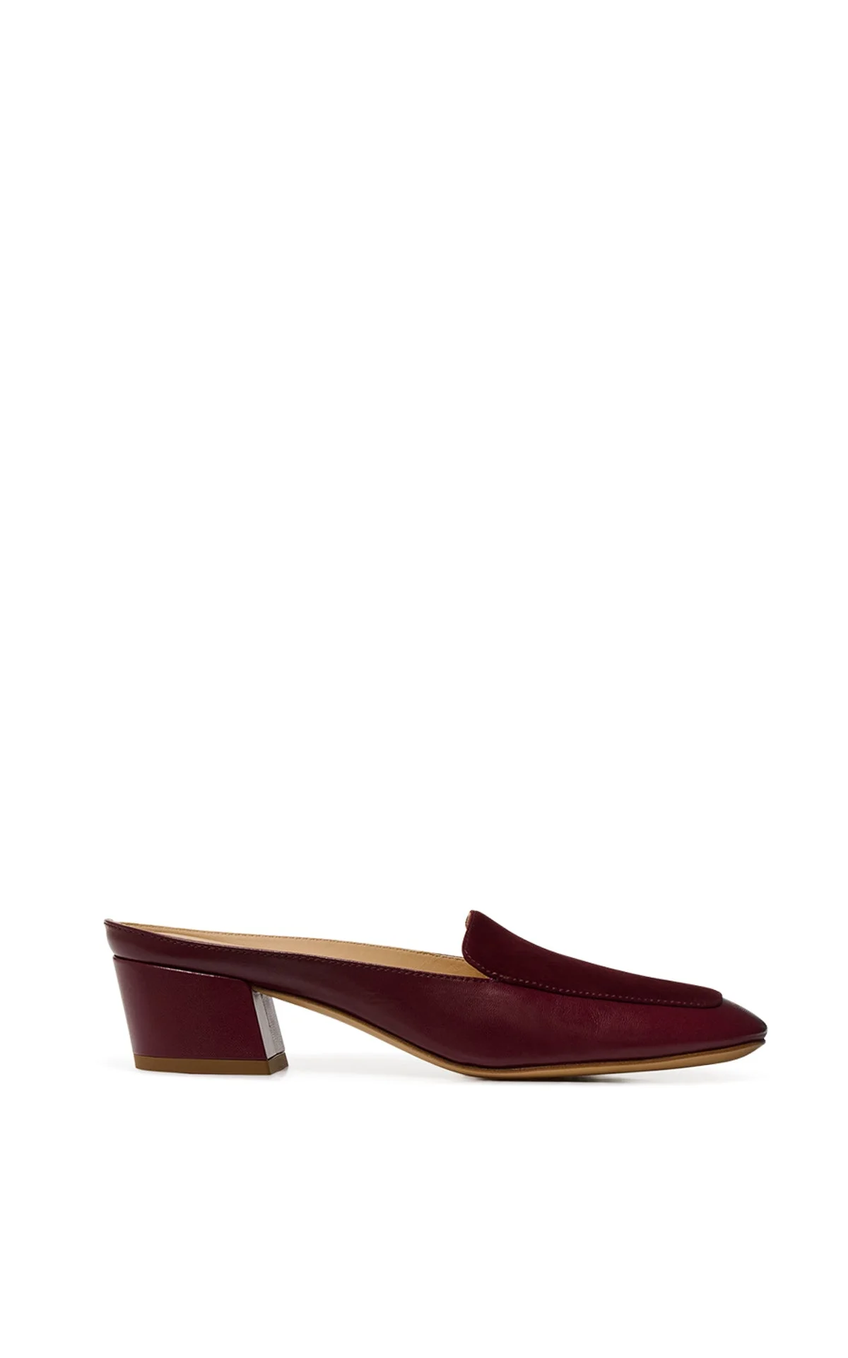 Alena Heel Mule in Bordeaux Leather & Suede - 1