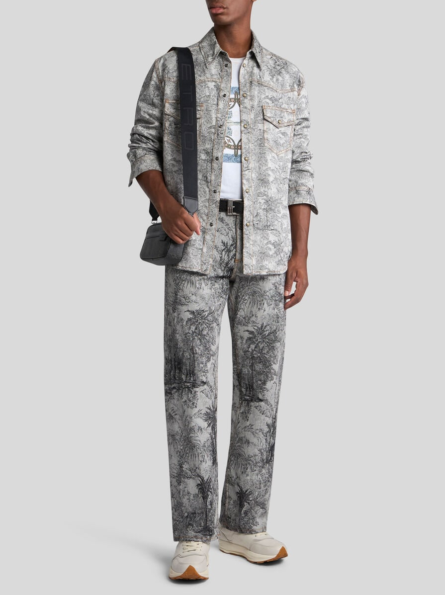 WIDE-LEG JACQUARD JEANS - 4