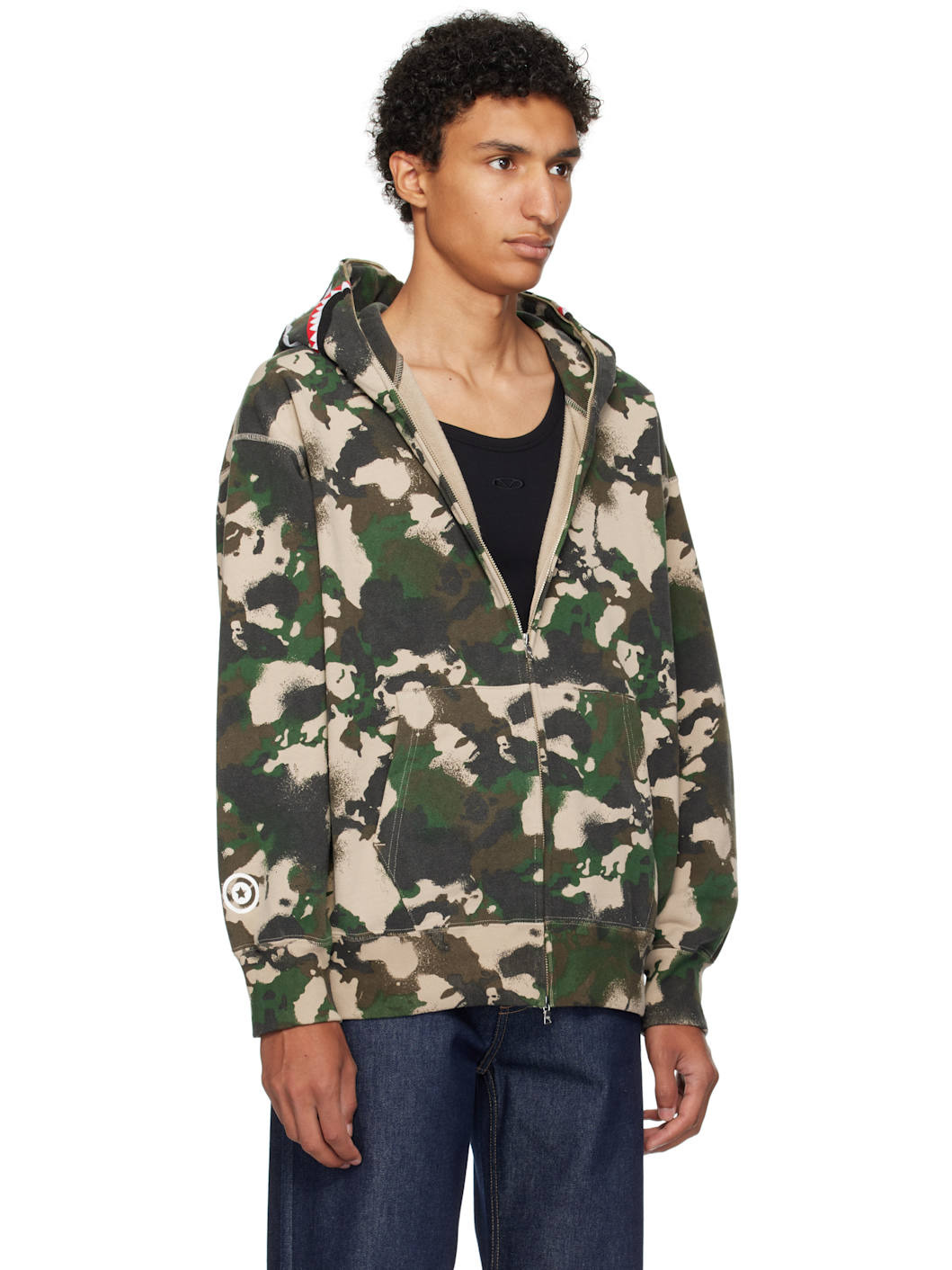 Green Map Camo Shark Full Zip Hoodie - 2