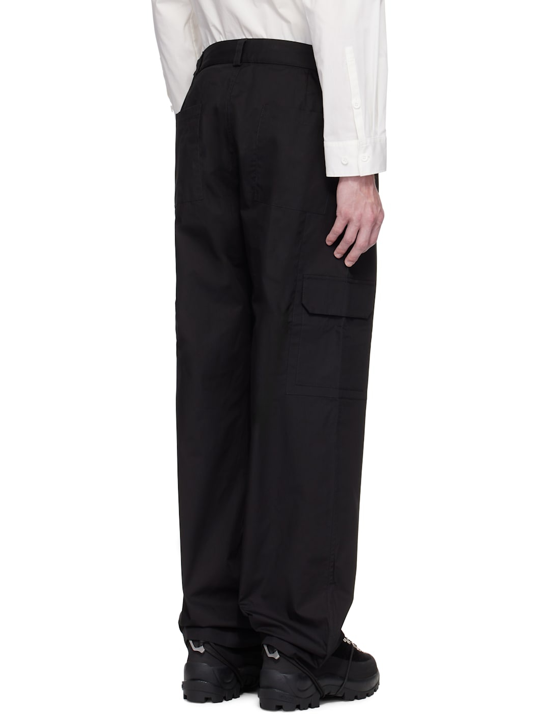 Black Poplin Cargo Pants - 3