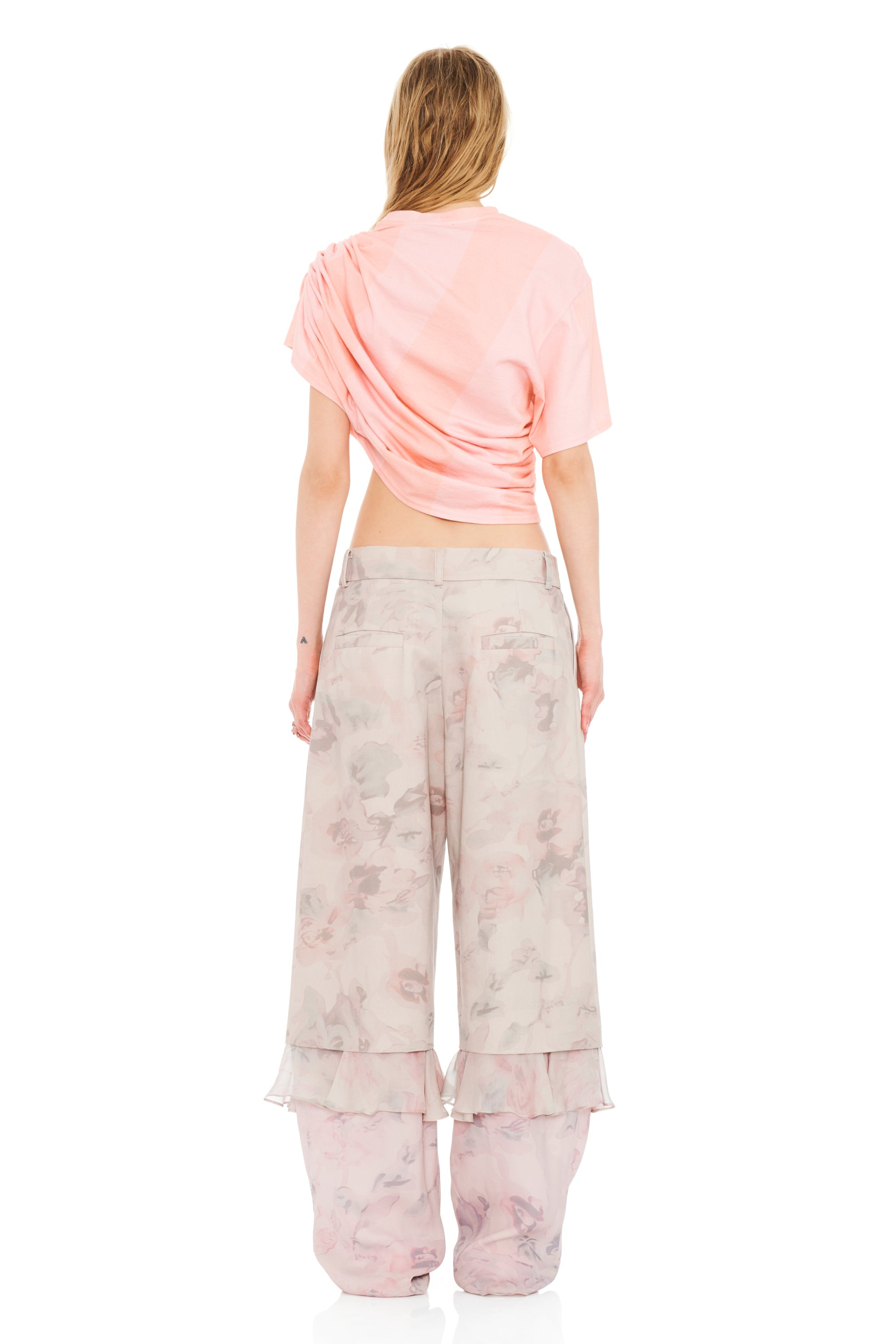 MELON STRIPE EVA DRAPED TEE - 4