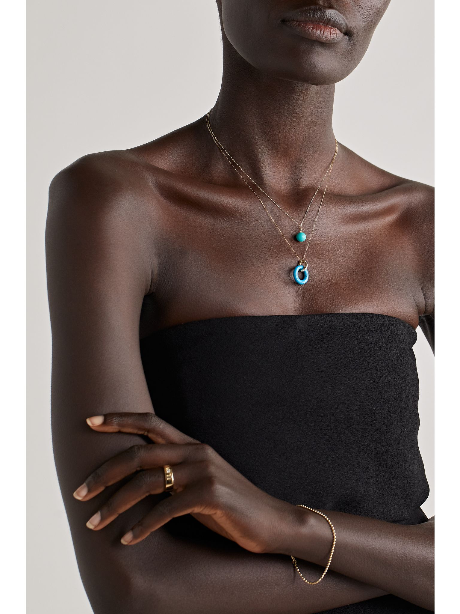 14-karat gold, turquoise and diamond necklace Turquoise - 5