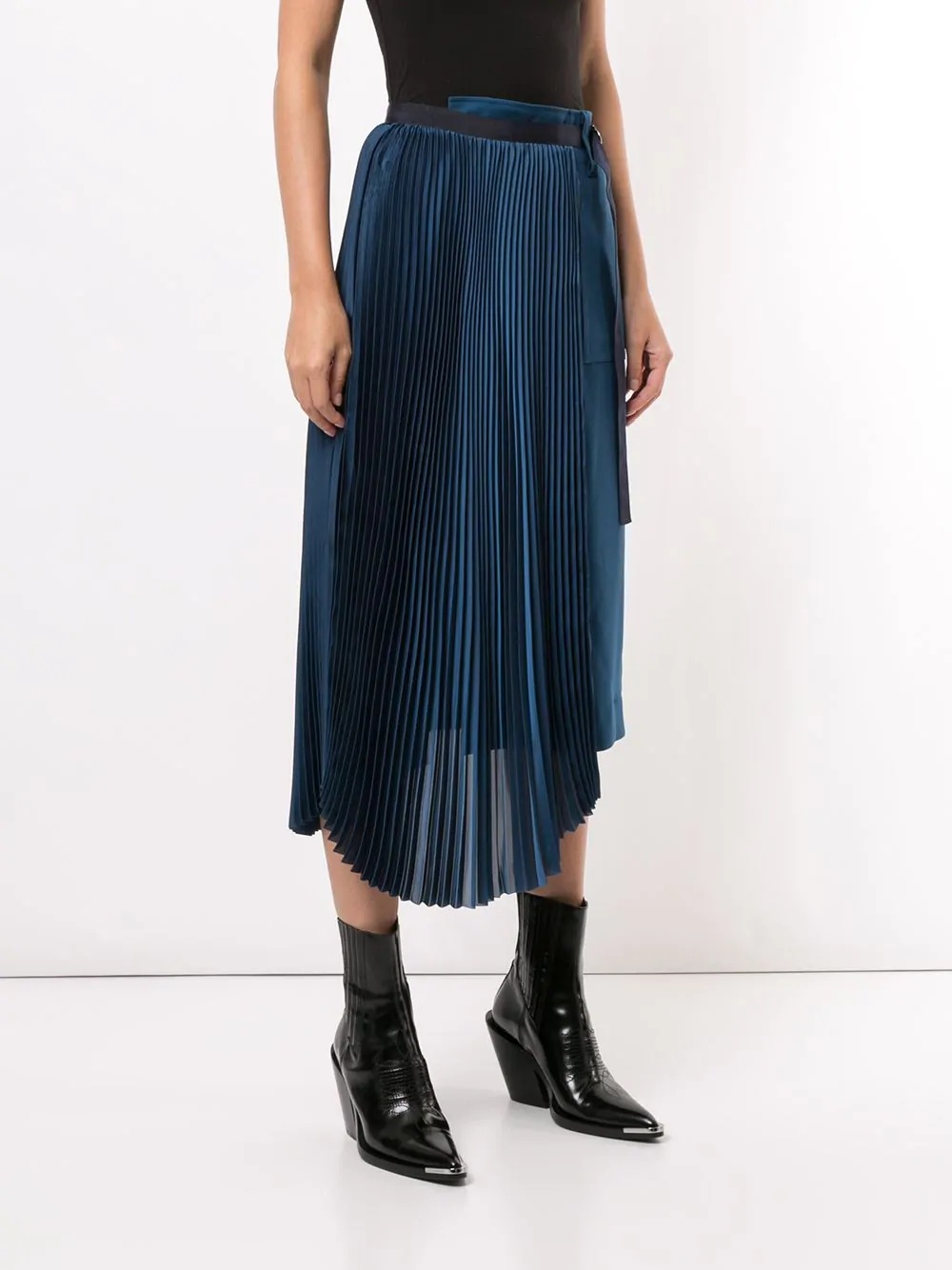 asymmetric pleated midi skirt - 3