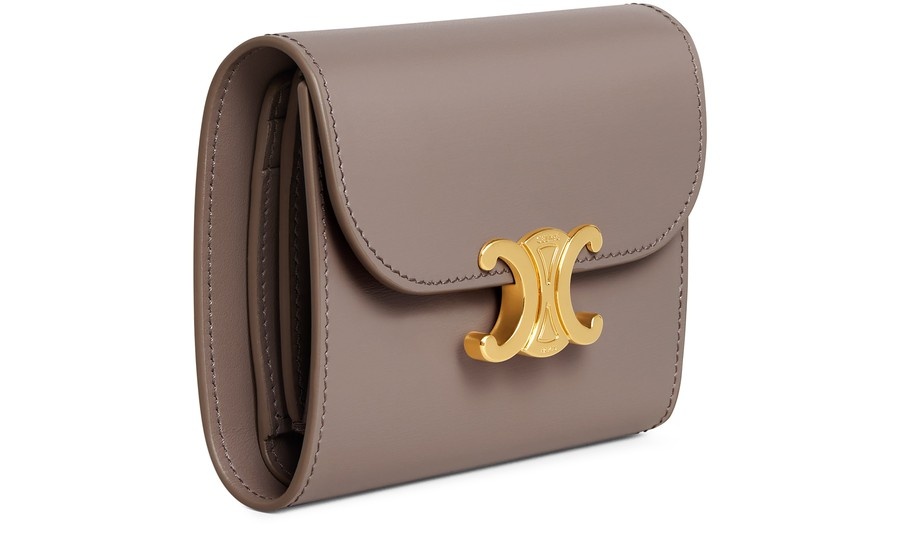 CELINE Triomphe Small Flap Wallet In Shiny Calfskin | 24s