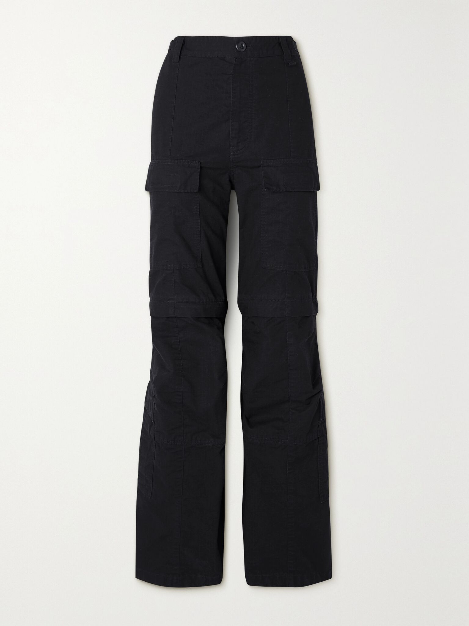 Paneled cotton-ripstop cargo pants Black - 1