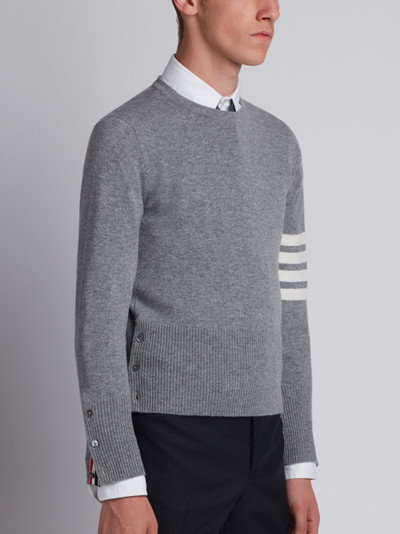 Thom Browne Light Grey Cashmere 4-bar Crew Neck Pullover outlook