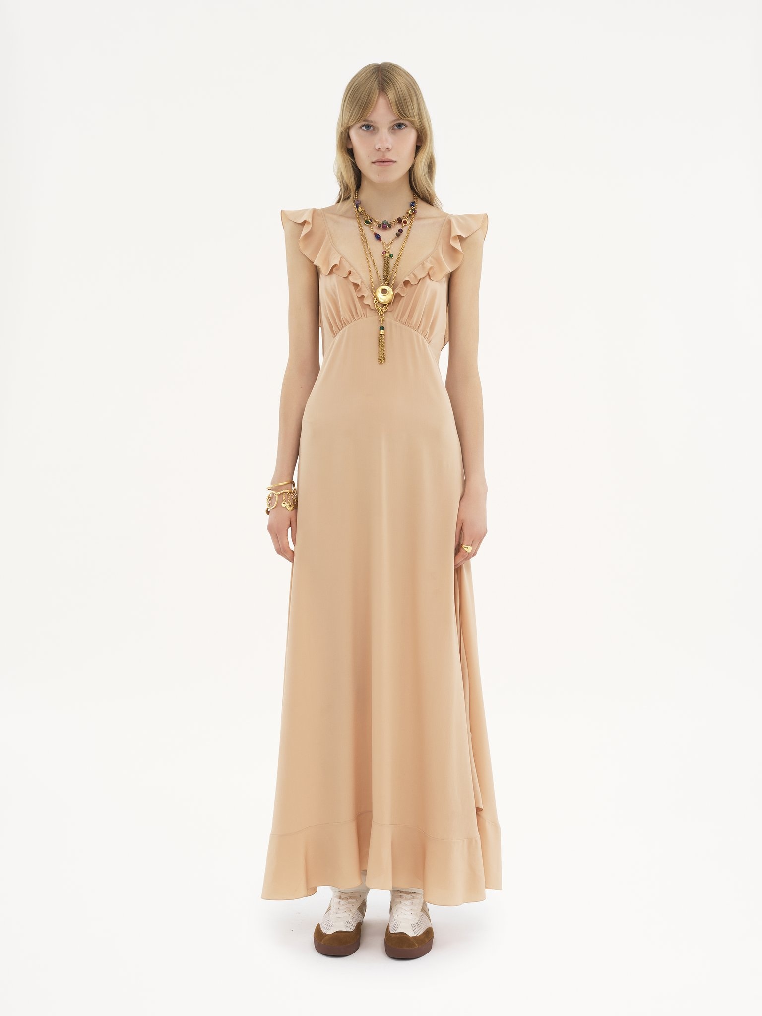 LONG SUN DRESS IN CRÊPE DE CHINE - 3
