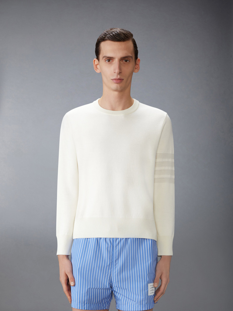 Thom Browne MERINO WOOL DOUBLE FACE 4-BAR CREW NECK PULLOVER outlook