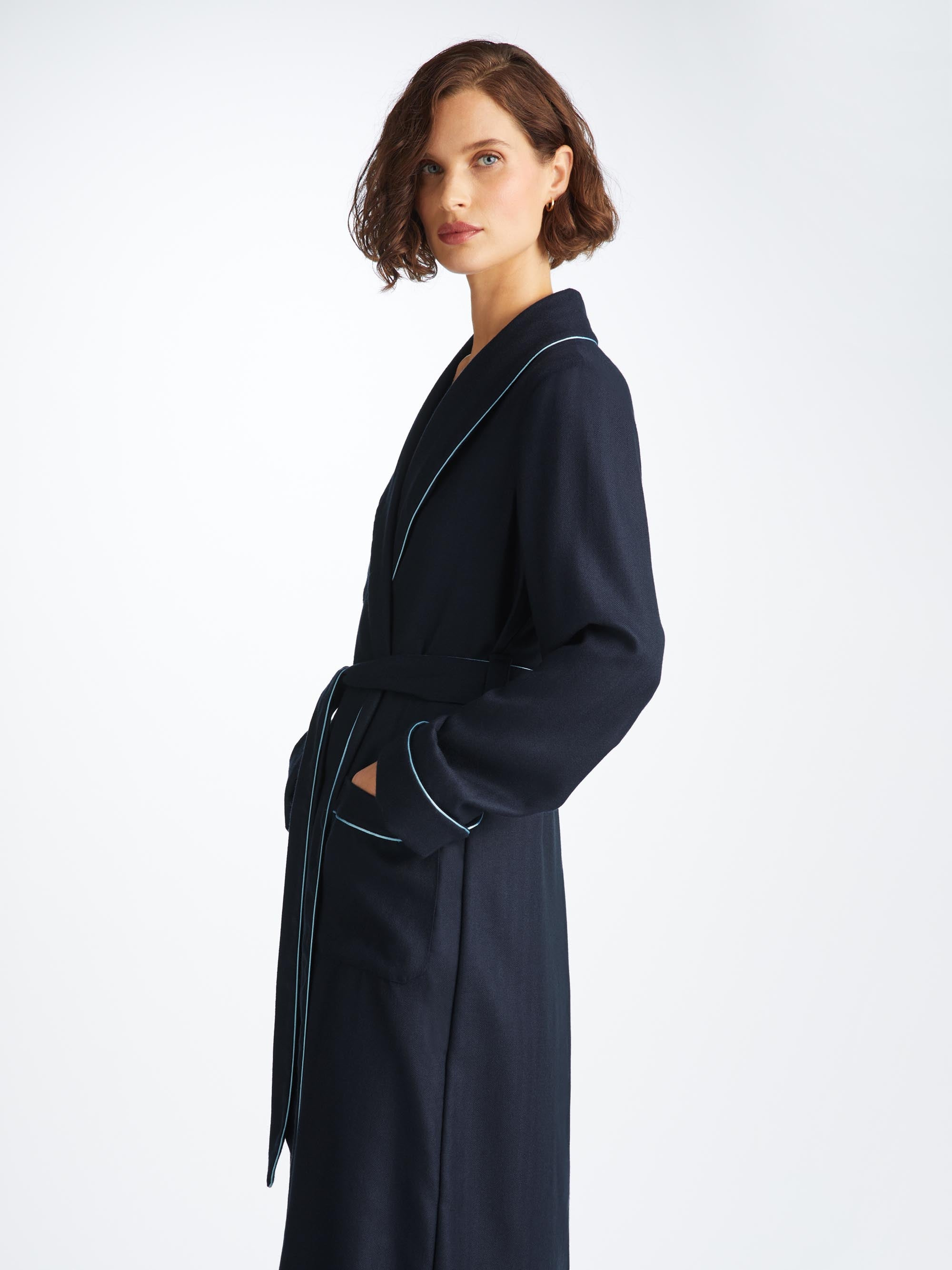 Women's Dressing Gown Duke Cashmere Navy - 3