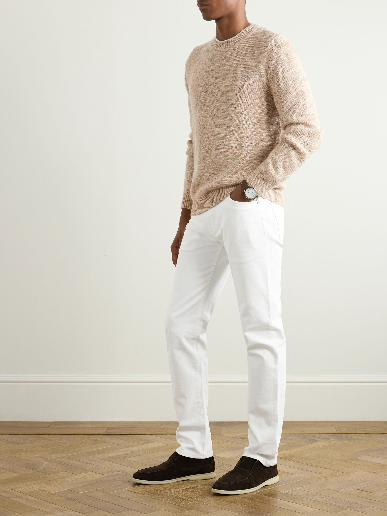 Silk, Cashmere and Linen-Blend Sweater Neutral - 2
