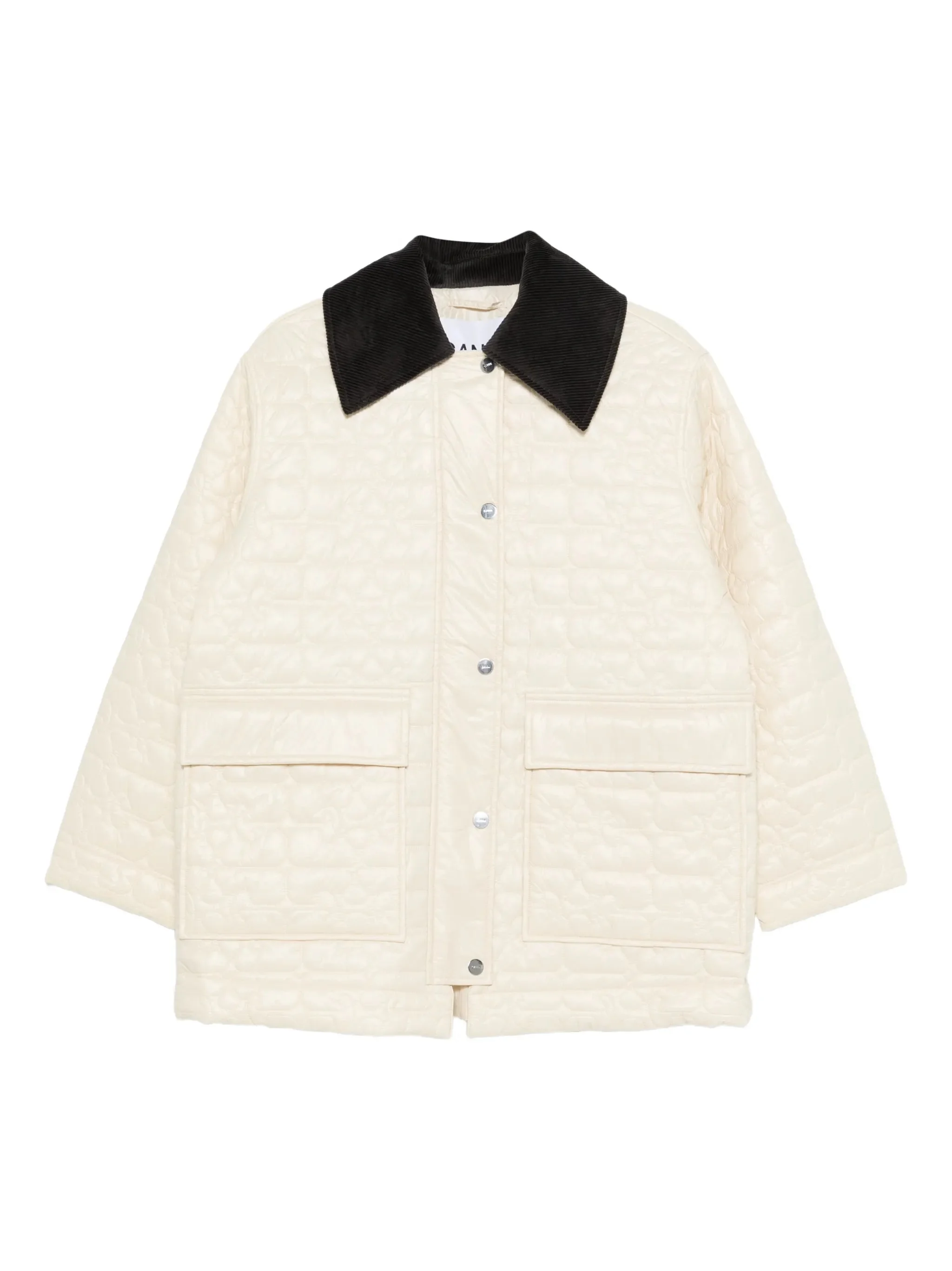 corduroy-collar quilted jacket - 1