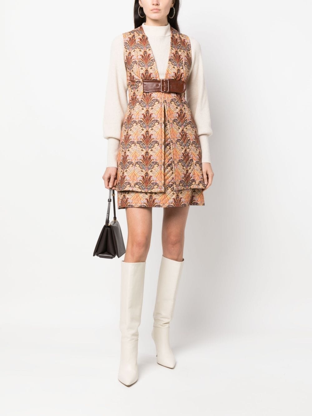 graphic-print belted-waist gilet - 2