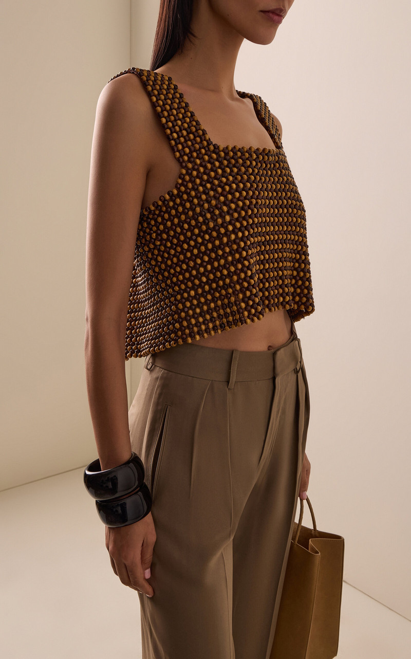 Exclusive La Isla Wood-Beaded Top brown 4