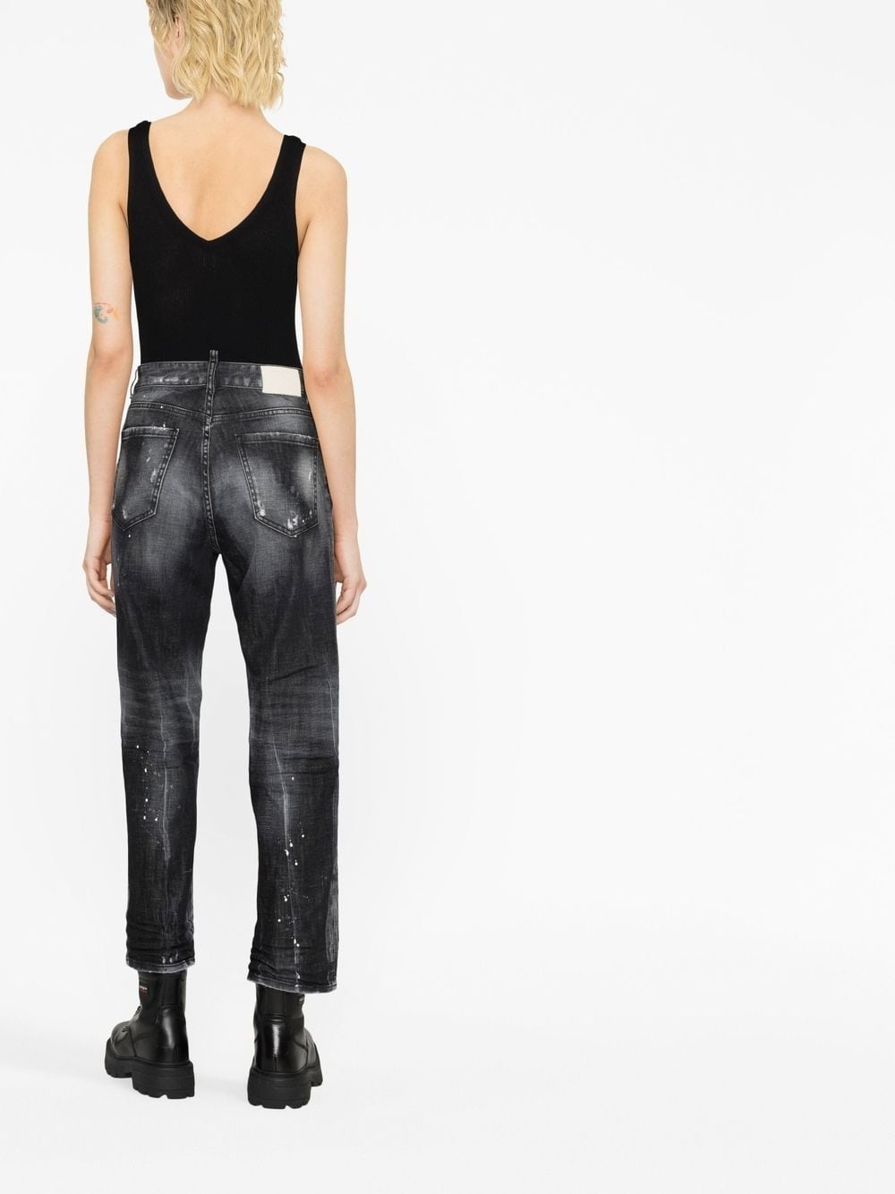 high-rise distressed wide-leg jeans - 3