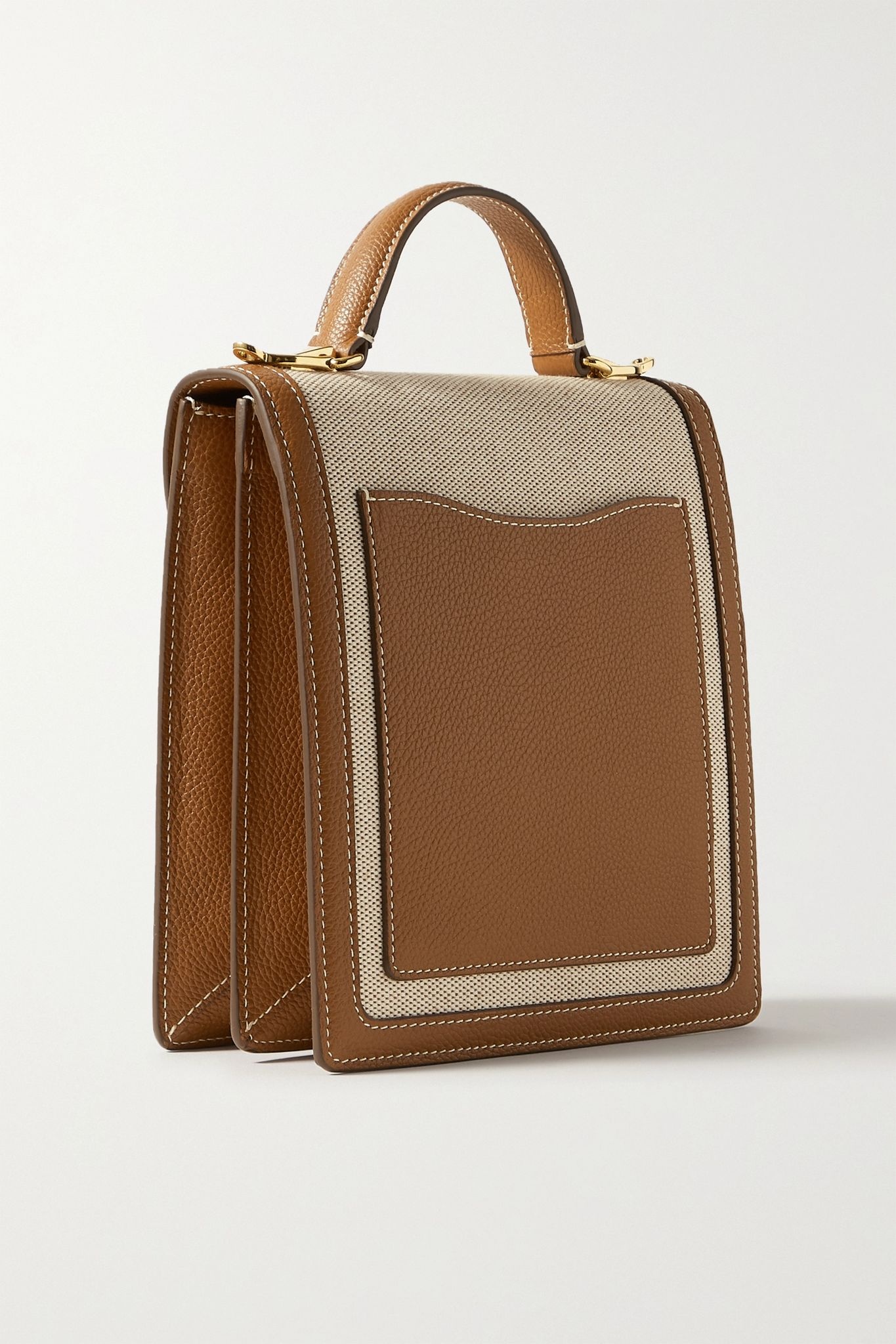 Uptown textured leather-trimmed canvas shoulder bag - 3