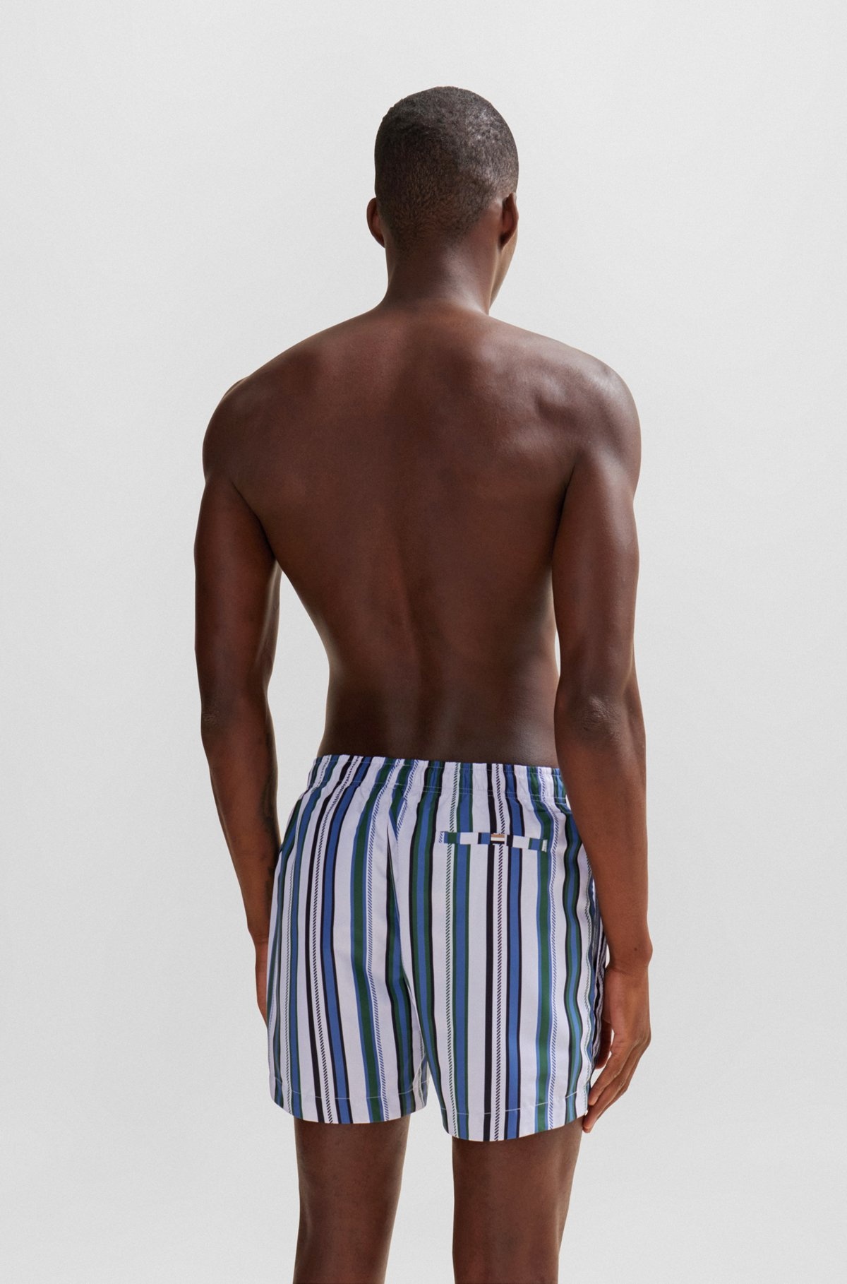 FULLY LINED SWIM SHORTS IN STRIPED QUICK-DRY FABRIC - 4