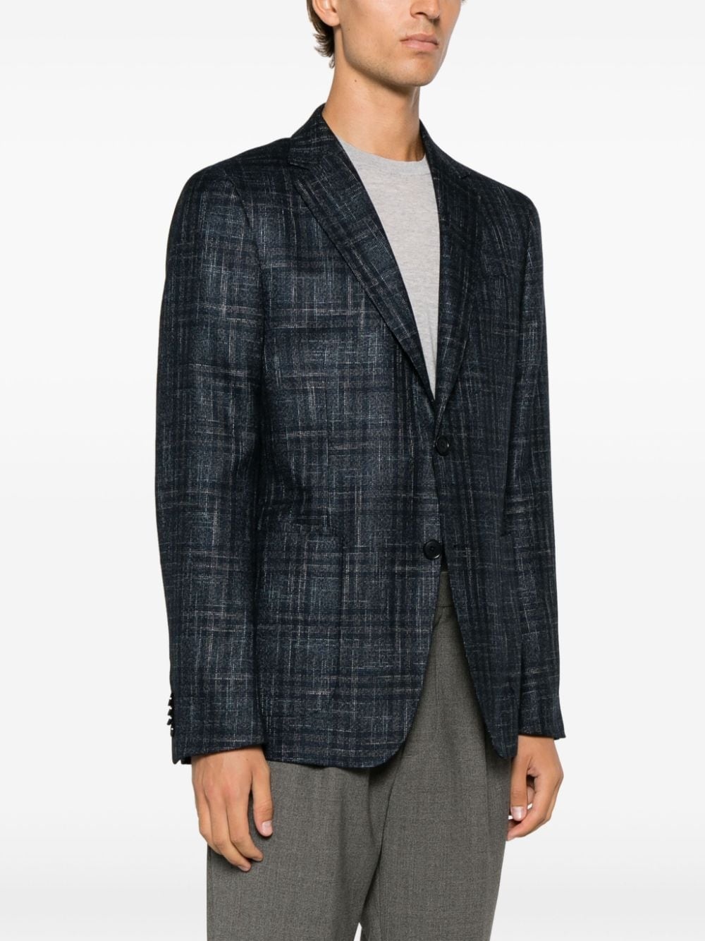 check-print single-breast blazer - 6