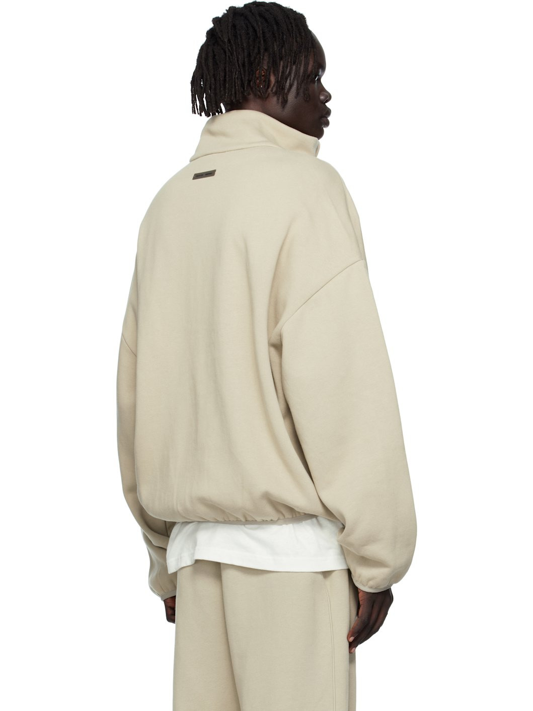 Taupe Modern Fit Fleece Track Jacket - 3