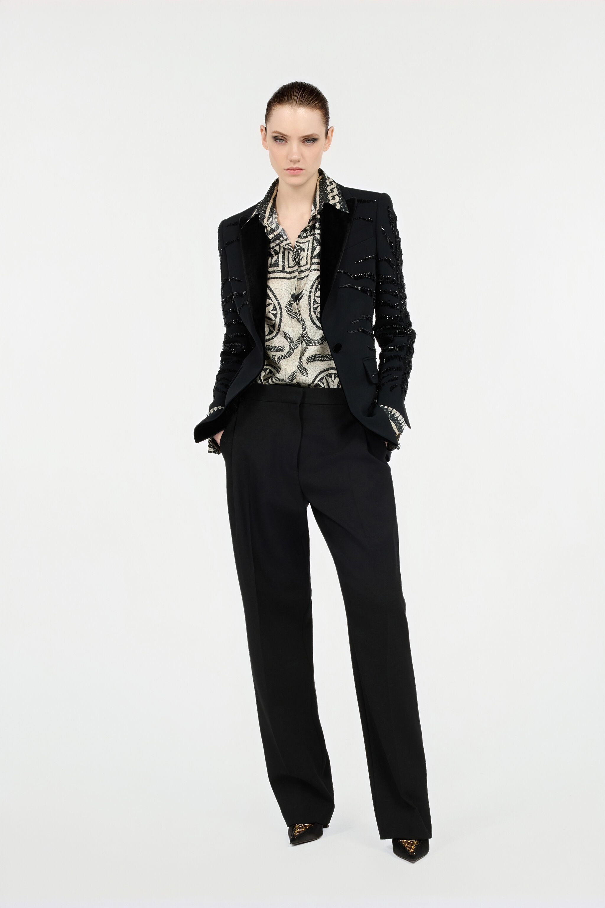 Black Jacket with Zebra Sequin Pattern - 2
