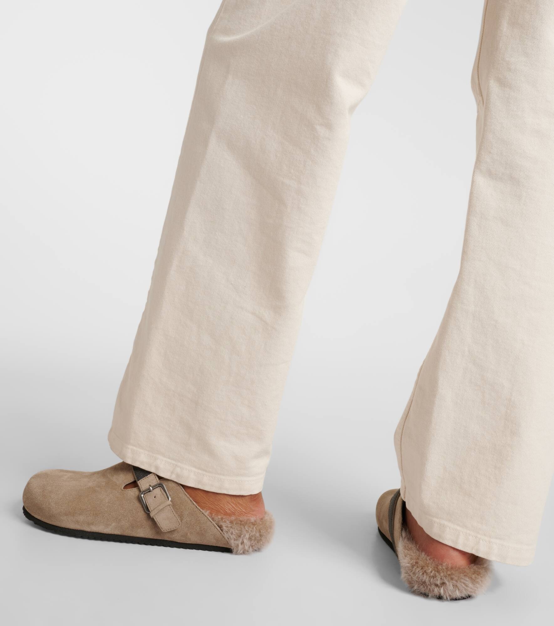 Beaded shearling-lined suede clogs - 7