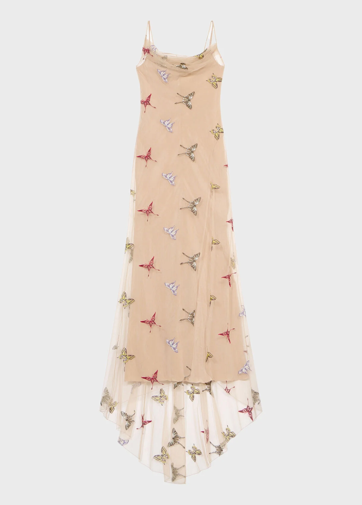 LONG TULLE DRESS WITH BUTTERFLY EMBROIDERY - 1