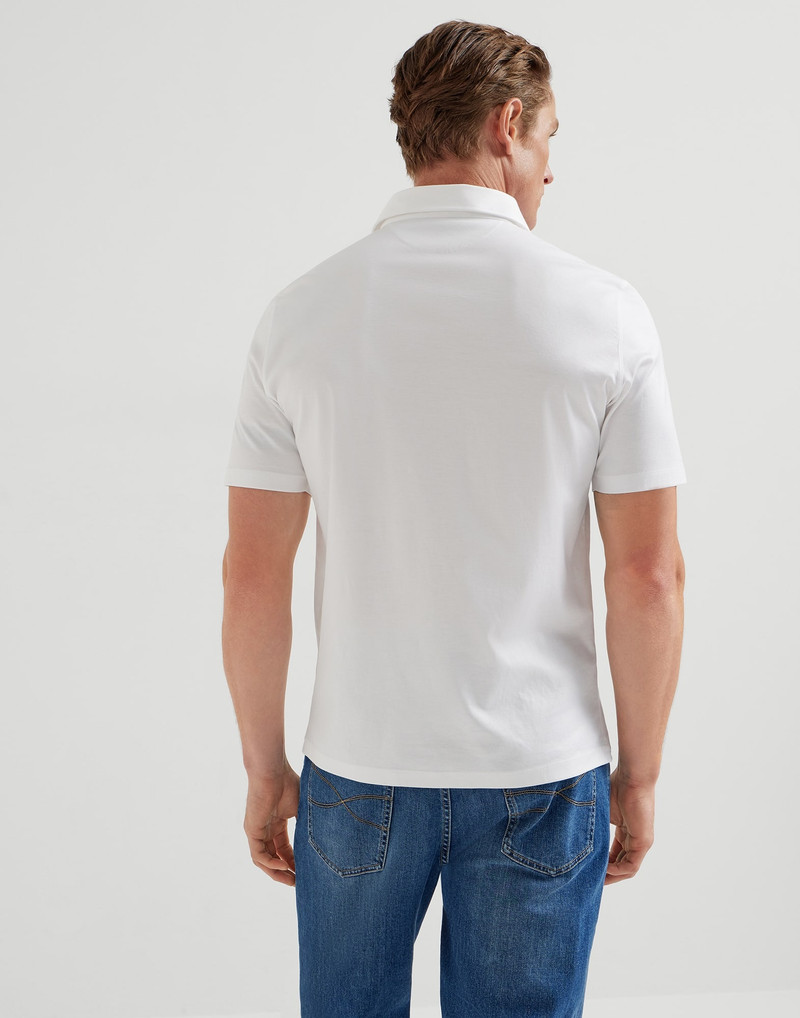 Brunello Cucinelli Cotton jersey polo with shirt-style collar outlook