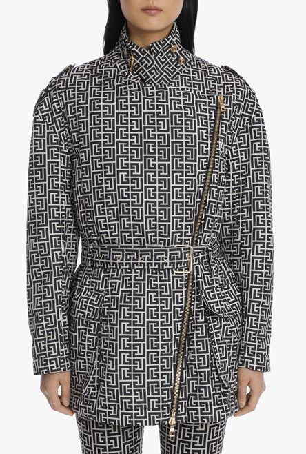 Oversized bicolor jacquard jacket with Balmain monogram - 5