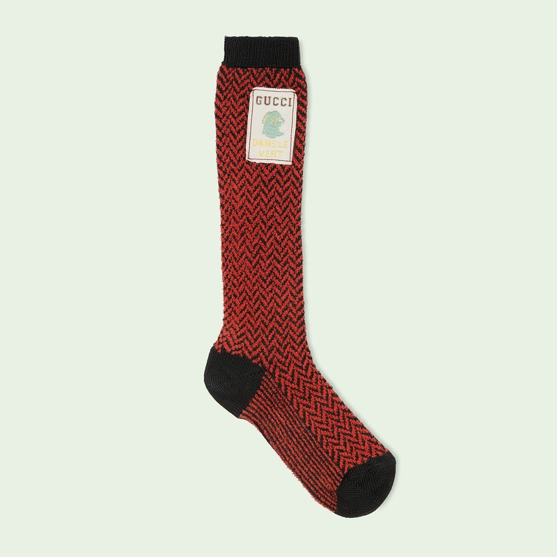 Nylon herringbone socks with label 1