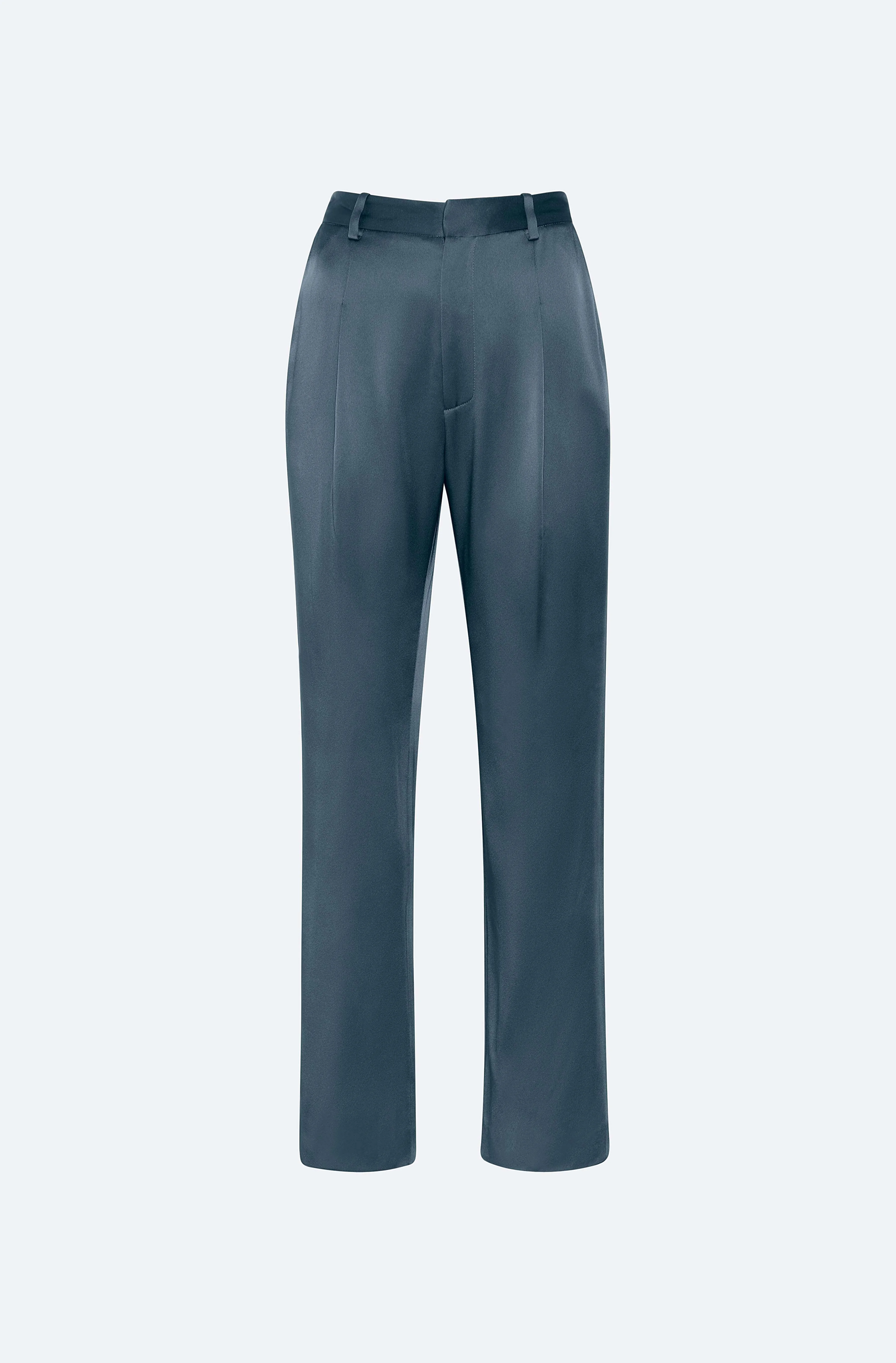 Satin Tapered Pleated Pant - 1
