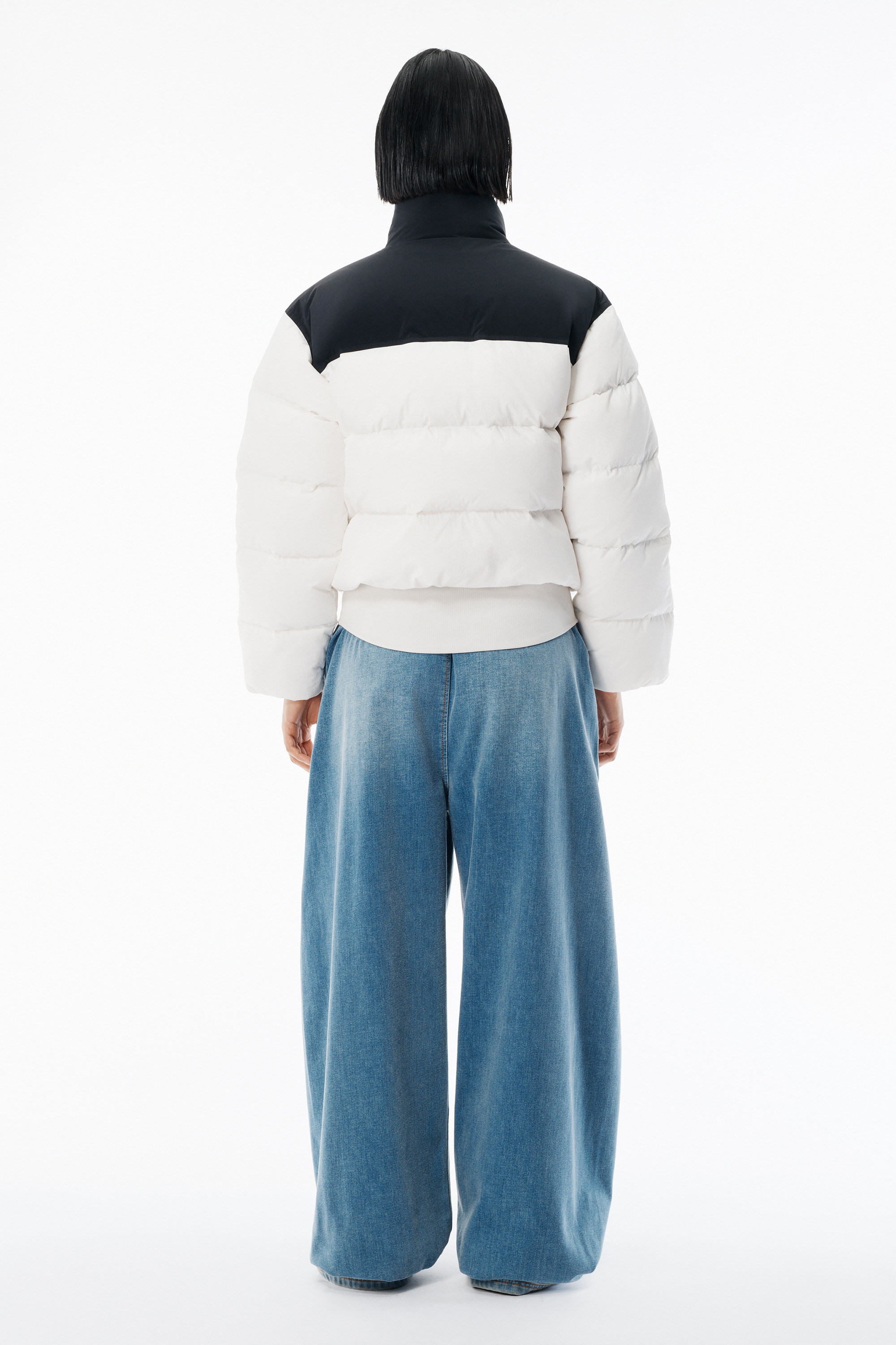 Black & White Matte Nylon Puffer Jacket - 4