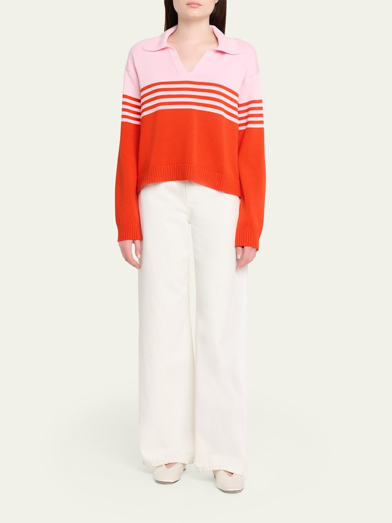 SIMKHAI Jules Stripe Polo Sweater outlook