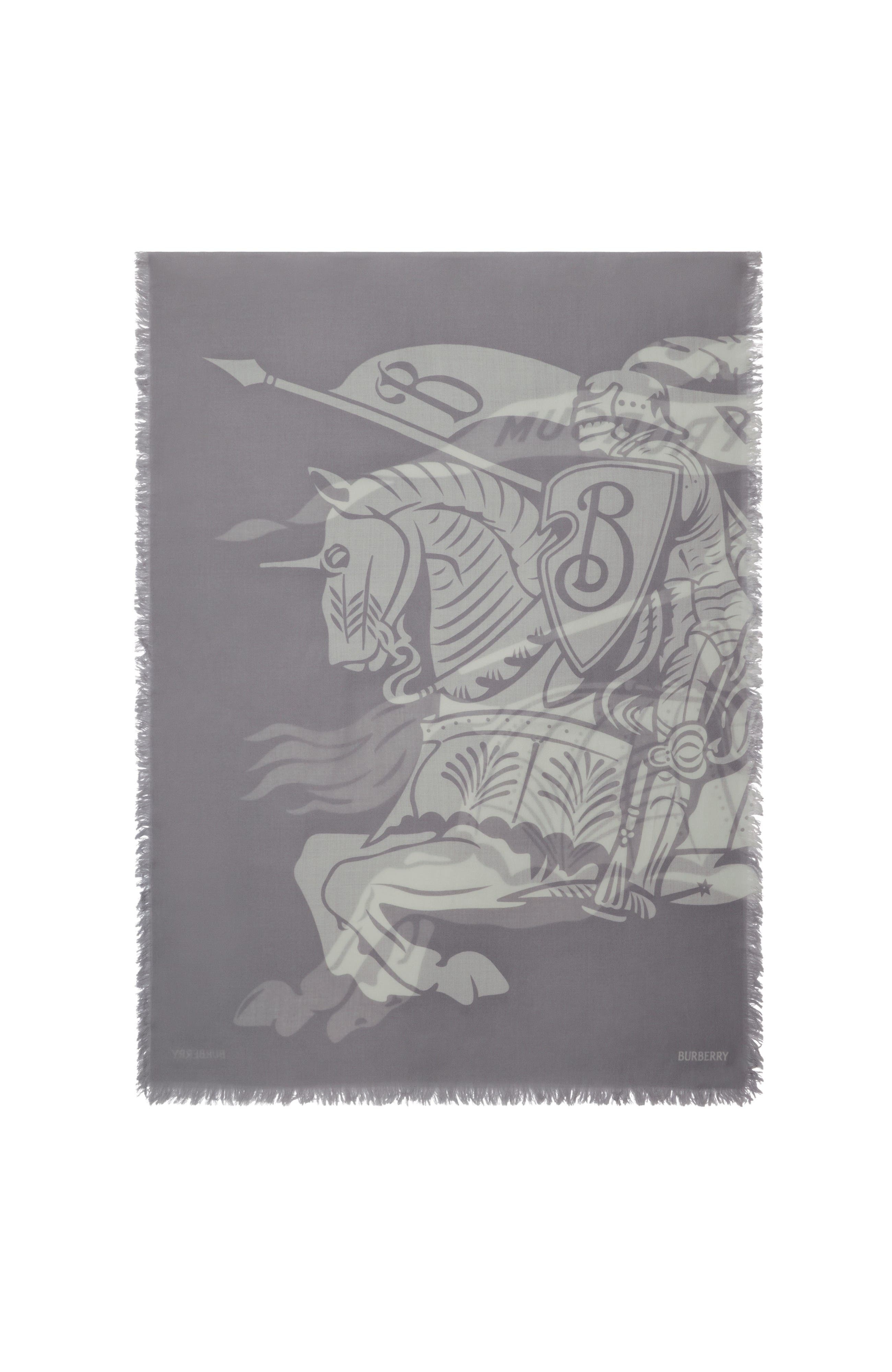 burberry Wide EKD Wool Scarf in Mist at Nordstrom - 1