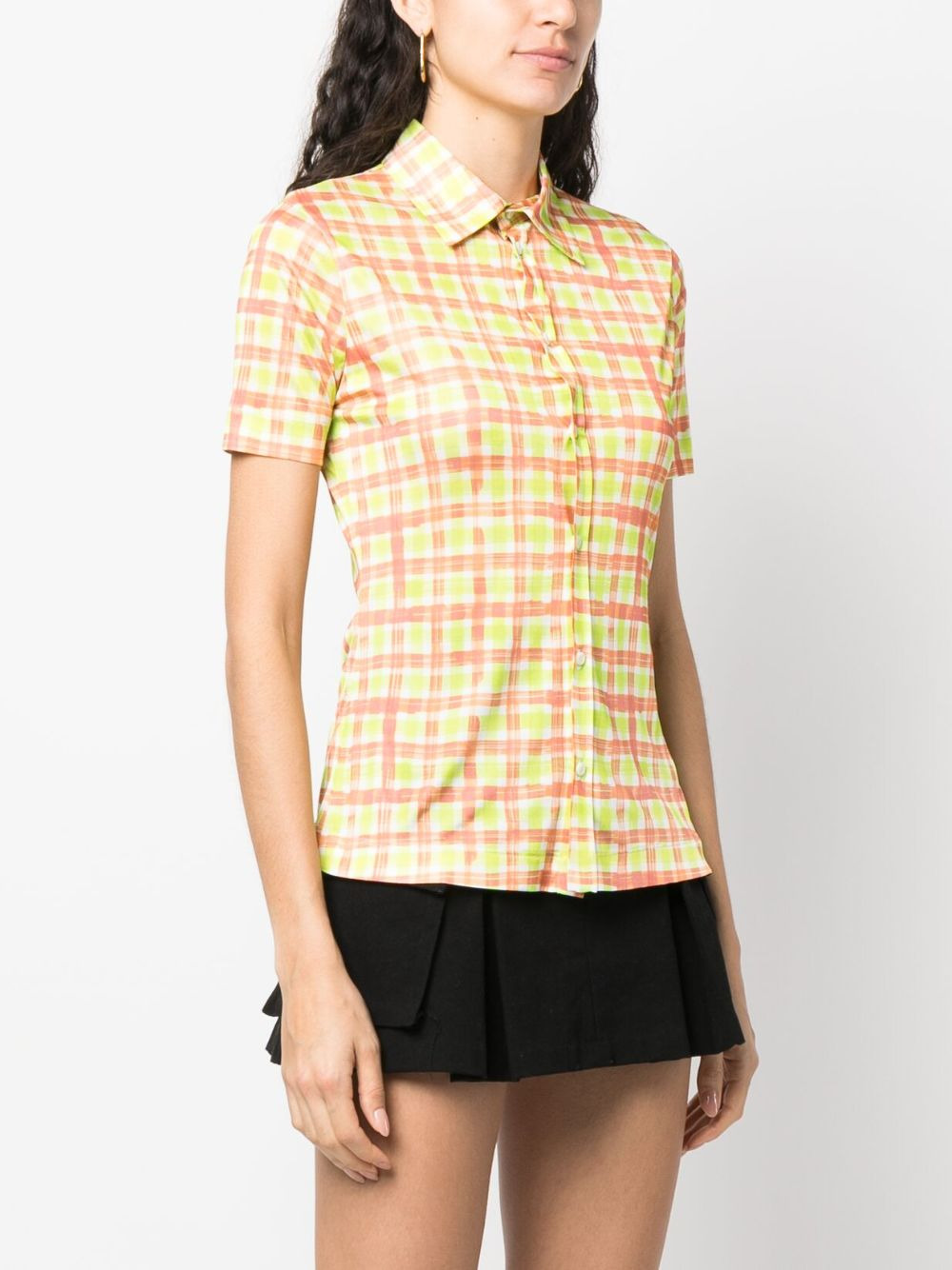 check-print short-sleeve shirt - 3