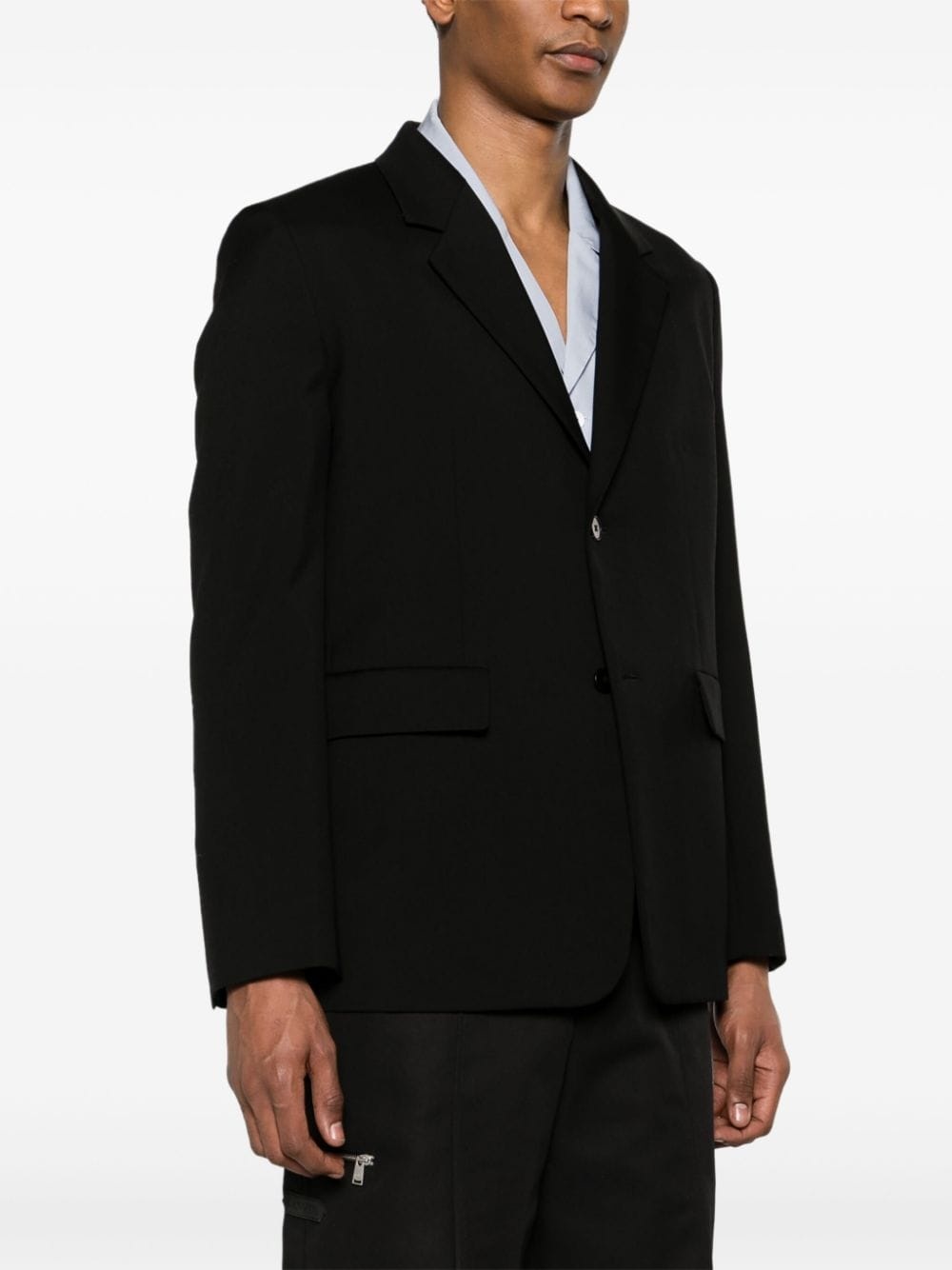 single-breasted twill wool blazer - 3