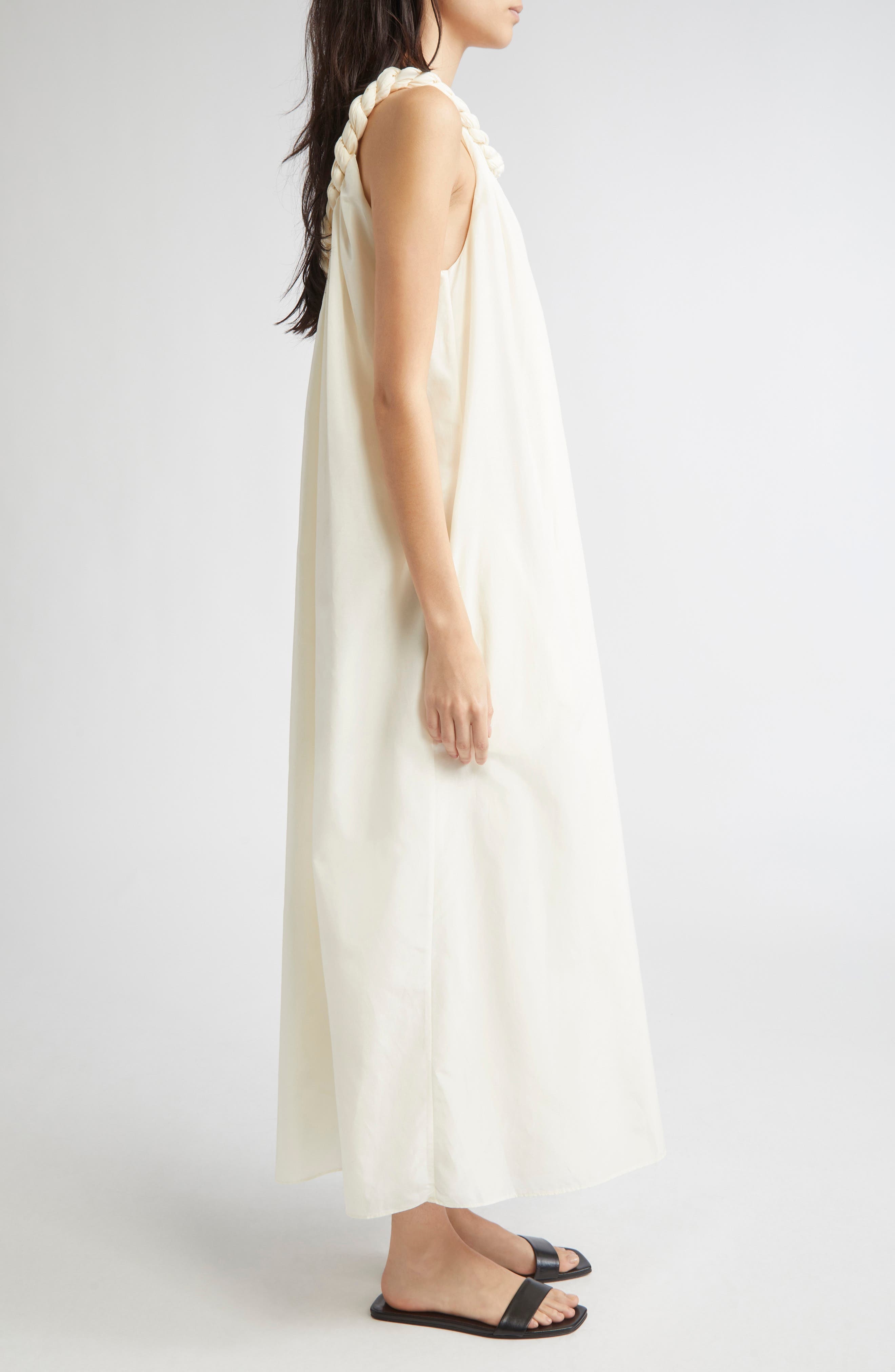 LOULOU DE SAISON Kika Gathered Cotton & Silk Voile Maxi Dress in Ivory at Nordstrom - 3