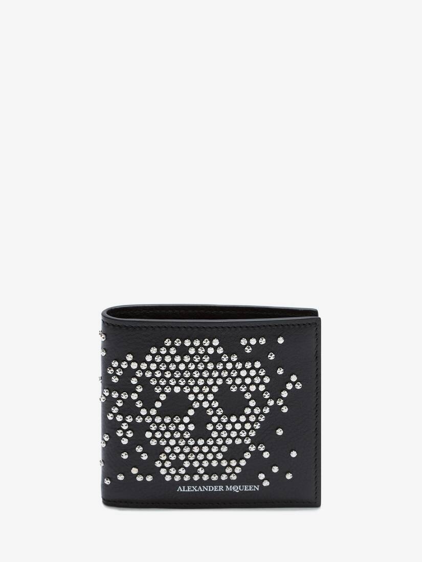 Men's Studded Leather Billfold Wallet in Black - 1