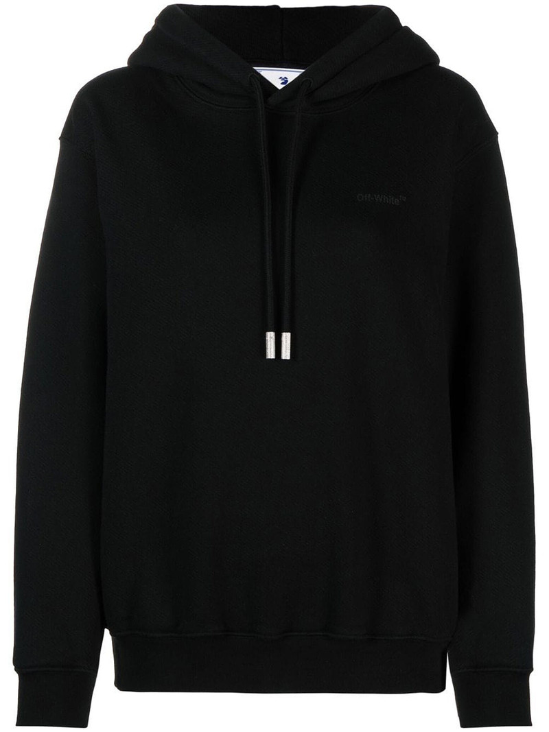 Diag logo-print cotton hoodie - 1