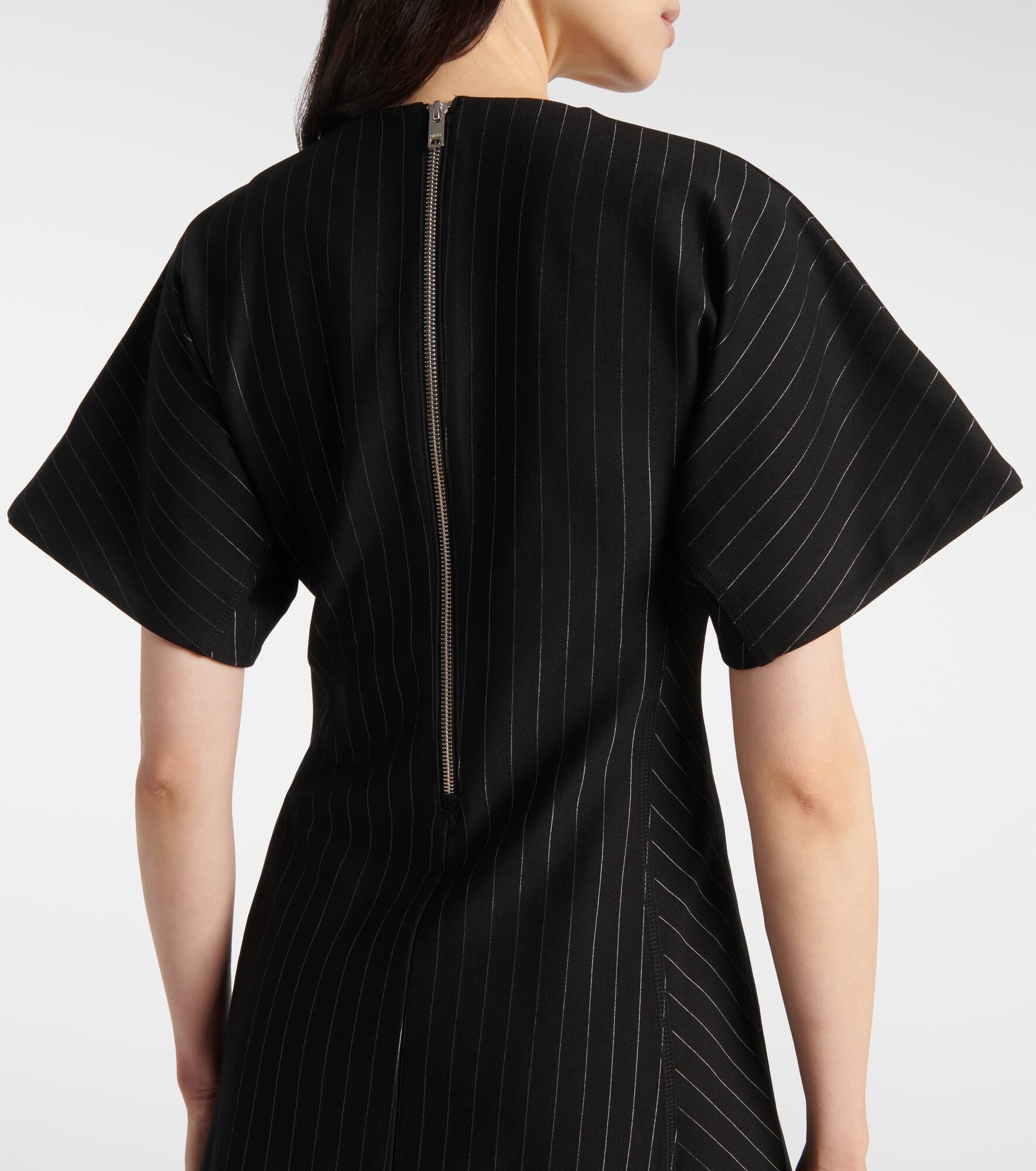 Pinstripe asymmetric midi dress - 6